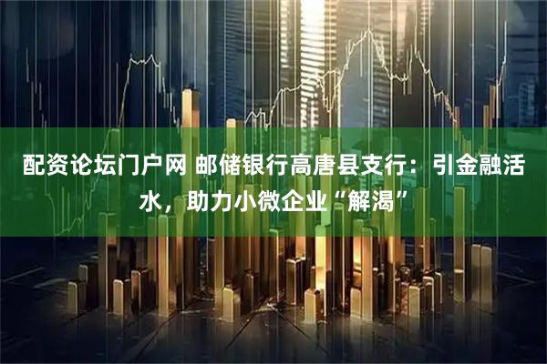 配资论坛门户网 邮储银行高唐县支行：引金融活水，助力小微企业“解渴”